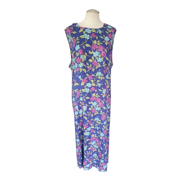 Just My Size Floral Sleeveless Midi Dress 20W 100% Rayon Purple Print - Picture 1 of 8
